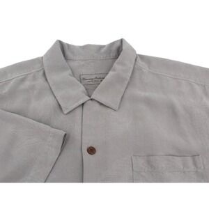 Tommy Bahama Silk Shirt Mens XXL Original Fit Gray Textured‎ Short Sleeve